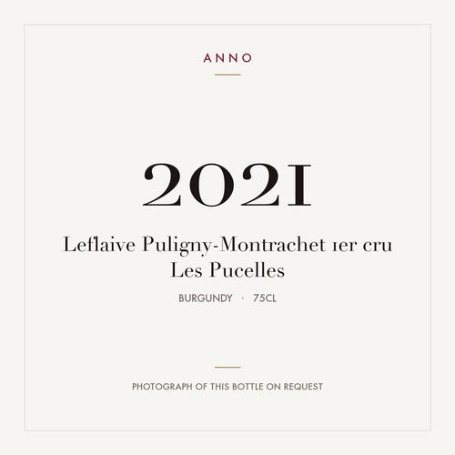 Leflaive Puligny-Montrachet 1er cru Les Pucelles 2021 0,75l from Burgundy — ANNO vintage card; photograph of the actual bottle available on request