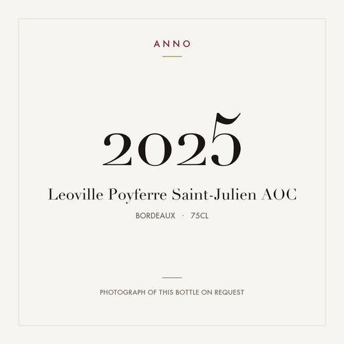 Leoville Poyferre Saint-Julien 2025 AOC 0,75l from Bordeaux — ANNO vintage card; photograph of the actual bottle available on request