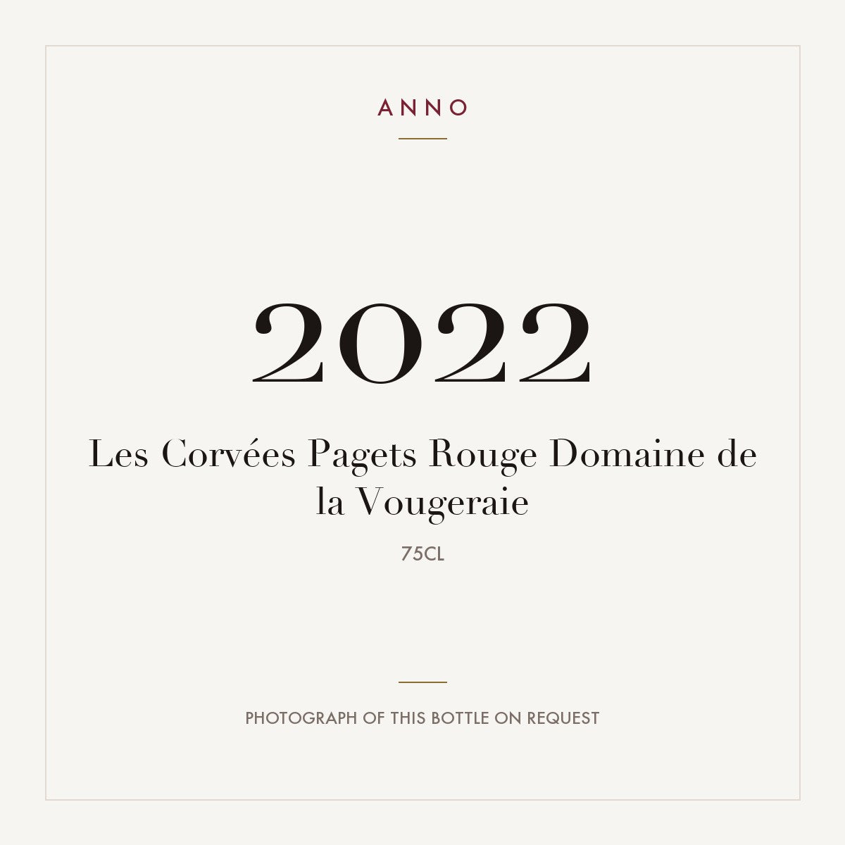 Domaine de la Vougeraie Nuits-Saint-Georges Les Corvees Pagets 2022 AOC 0,75l — ANNO vintage card; photograph of the actual bottle available on request