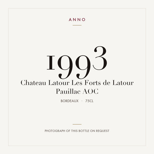 Chateau Latour Les Forts de Latour Pauillac 1993 AOC 0,75l from Bordeaux — ANNO vintage card; photograph of the actual bottle available on request