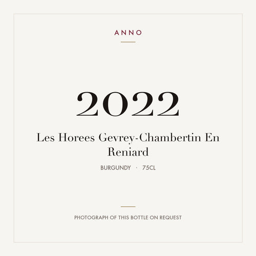 Les Horees Gevrey-Chambertin En Reniard 2022 0,75l from Burgundy — ANNO vintage card; photograph of the actual bottle available on request