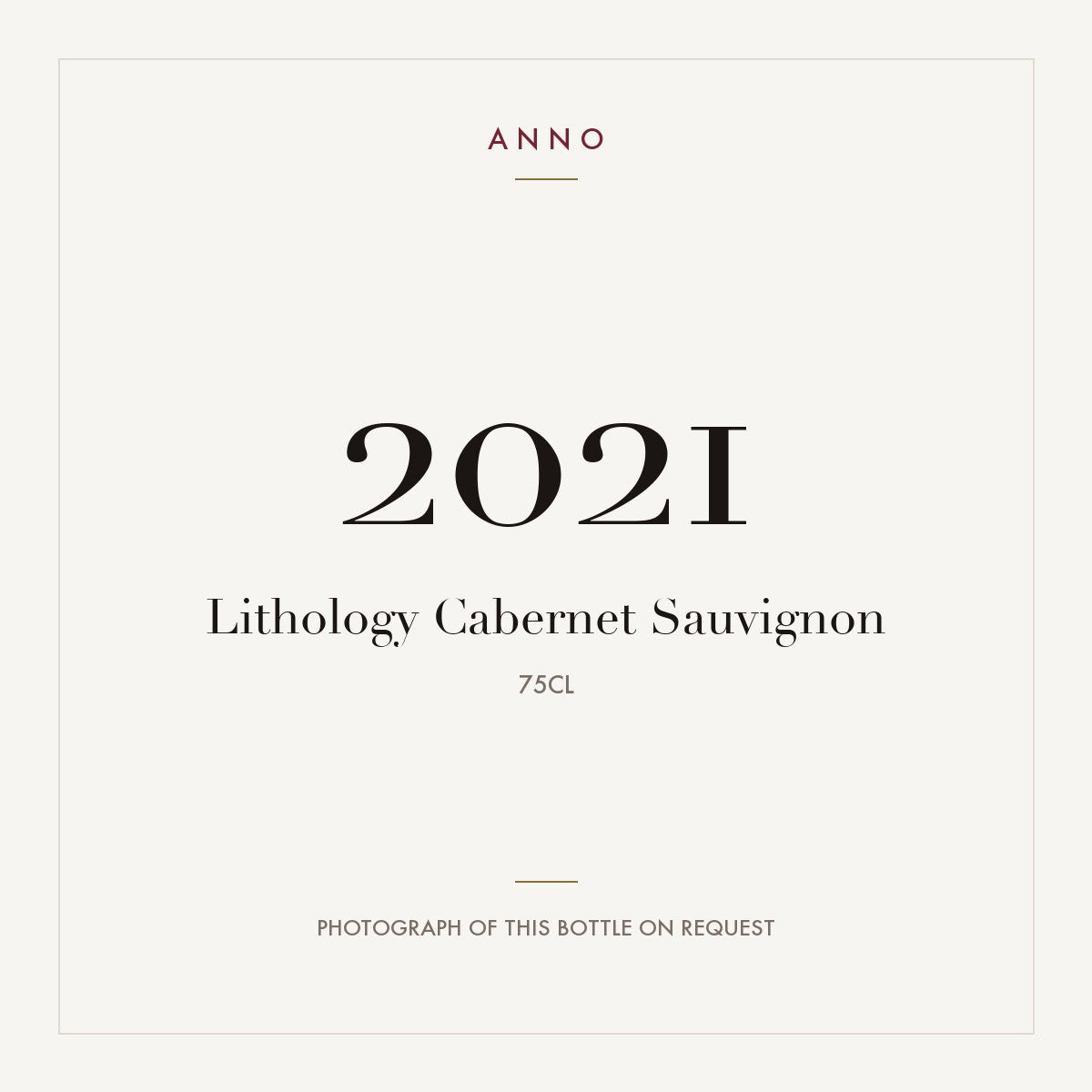 Lithology Cabernet Sauvignon 2021 0,75l — ANNO vintage card; photograph of the actual bottle available on request
