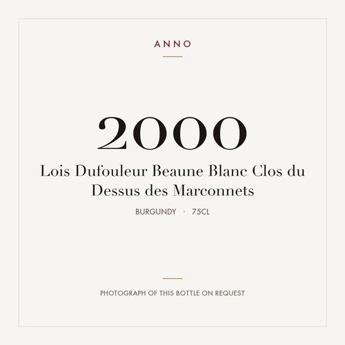 Lois Dufouleur Beaune Blanc Clos du Dessus des Marconnets 2000 0,75l, Borgogna — card dell'annata ANNO; foto della bottiglia reale disponibile su richiesta