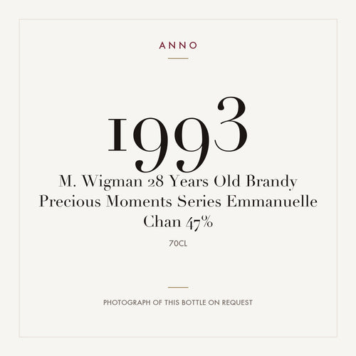 M. Wigman 28 Years Old Brandy Precious Moments Series Emmanuelle Chan 47% 1993 0,7l — ANNO-årgangskort; foto af den faktiske flaske på forespørgsel