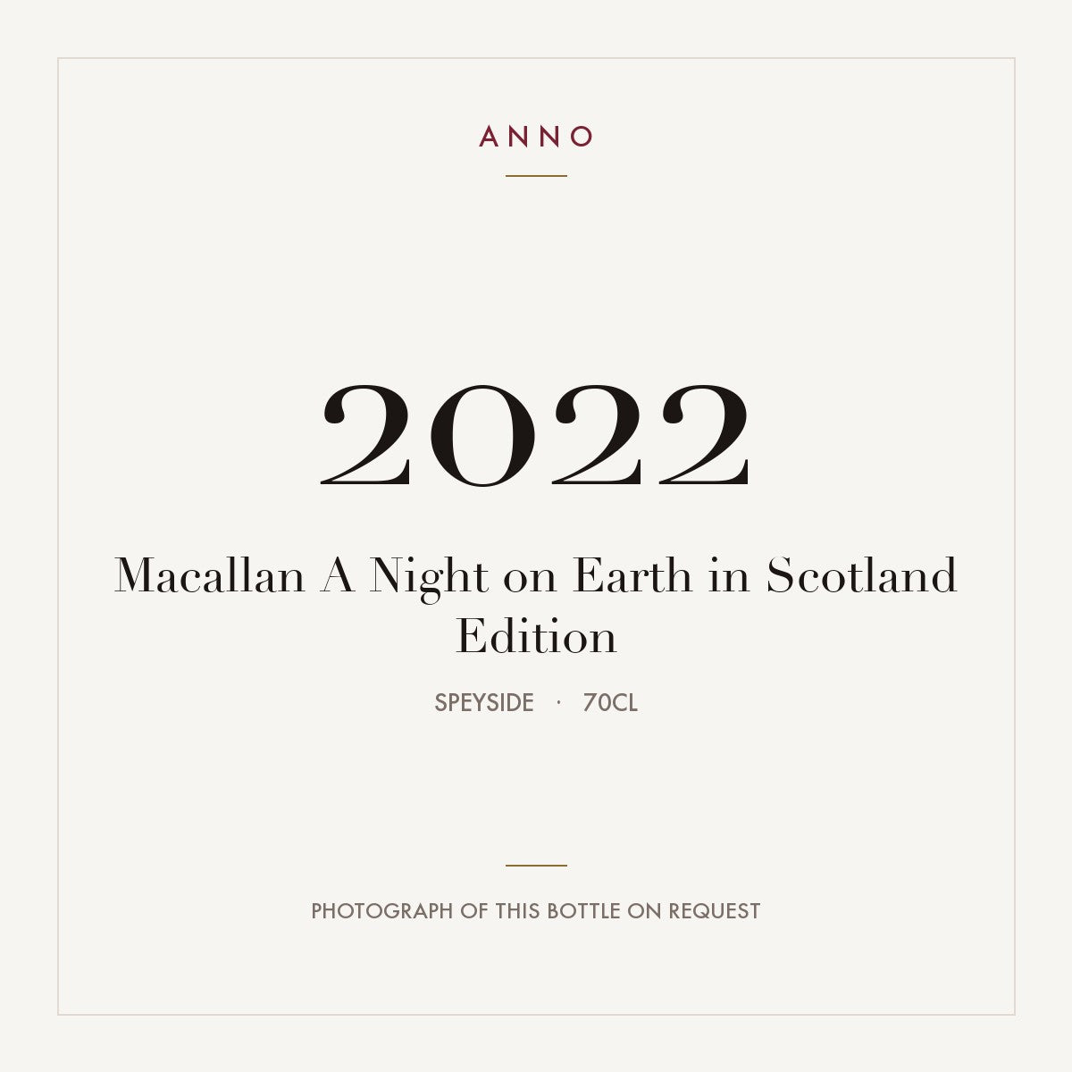 Macallan A Night on Earth in Scotland Edition 2022 2022 0,7l from Speyside — ANNO vintage card; photograph of the actual bottle available on request
