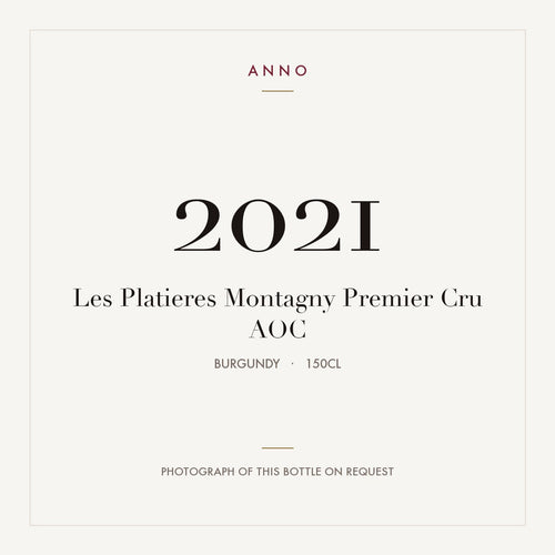 Les Platieres Montagny Premier Cru 2021 AOC 1,5l from Burgundy — ANNO vintage card; photograph of the actual bottle available on request