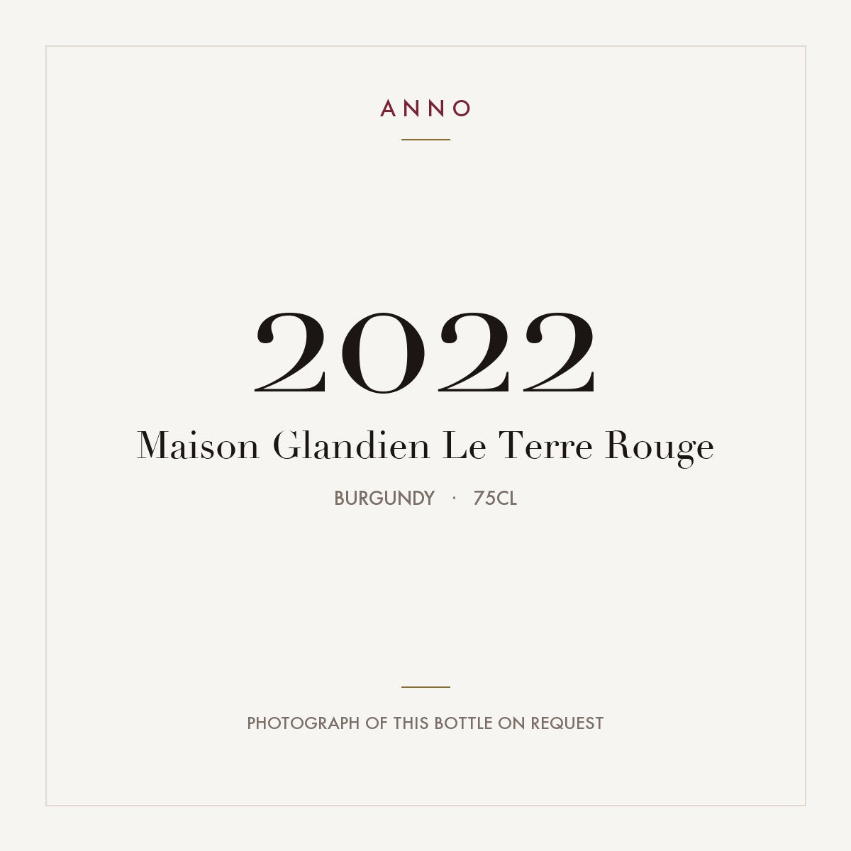 Maison Glandien Le Terre Rouge 2022 0,75l, Burgund — ANNO-Jahrgangskarte; Foto der tatsächlichen Flasche auf Anfrage
