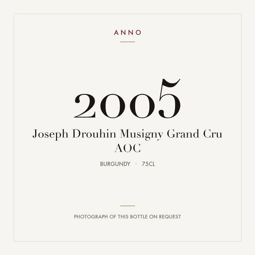 Joseph Drouhin Musigny Grand Cru 2005 AOC 0,75l, Burgund — ANNO-Jahrgangskarte; Foto der tatsächlichen Flasche auf Anfrage