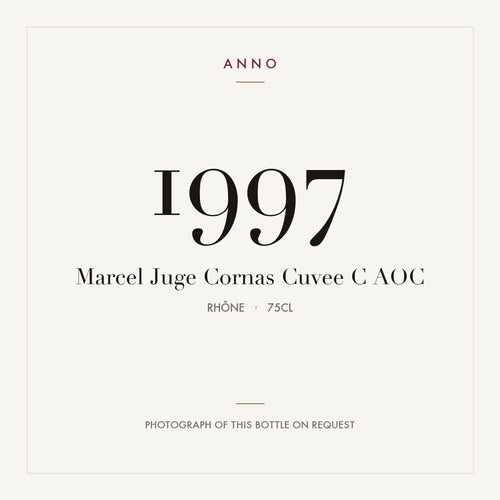Marcel Juge Cornas Cuvee C 1997 AOC 0,75l, Ródano — tarjeta de añada ANNO; foto de la botella real disponible bajo petición