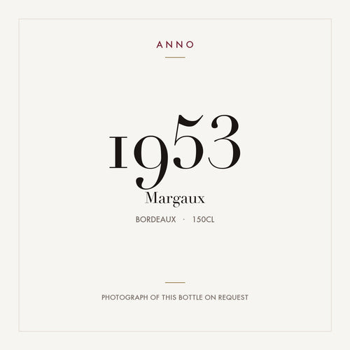 Margaux 1953 1,5l — ANNO-årgangskort; foto af den faktiske flaske på forespørgsel