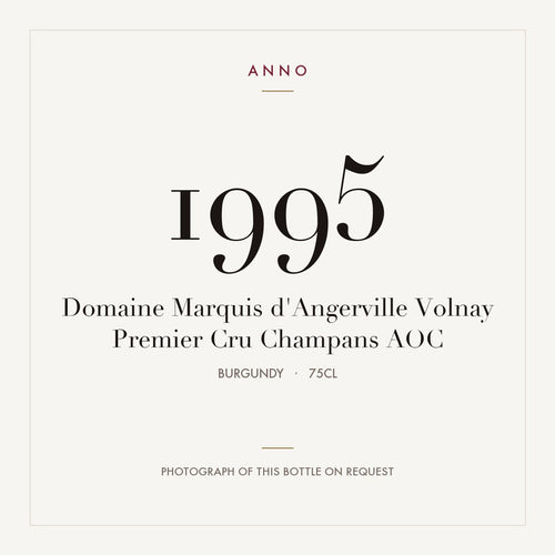Domaine Marquis d'Angerville Volnay Premier Cru Champans 1995 AOC 0,75l, ブルゴーニュ — ANNOヴィンテージカード。実際のボトルの写真はご要望に応じてご用意します