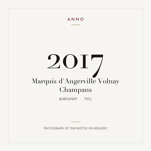 Marquis d'Angerville Volnay Champans 2017 0,75l — ANNO-Jahrgangskarte; Foto der tatsächlichen Flasche auf Anfrage