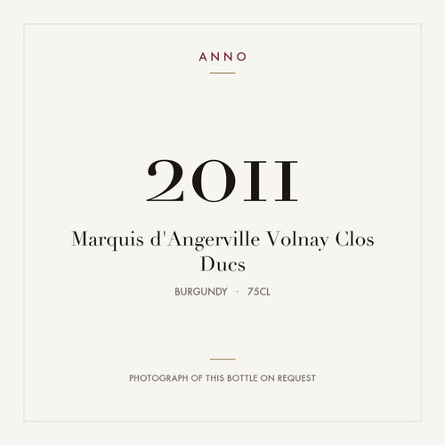 Marquis d'Angerville Volnay Clos Ducs 2011 0,75l — карточка урожая ANNO; фото настоящей бутылки по запросу