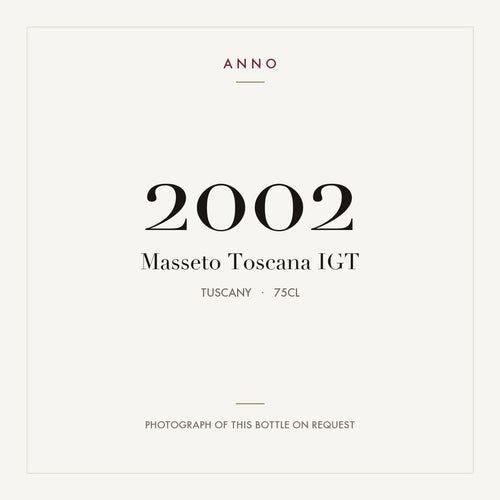 Masseto Toscana 2002 IGT 0,75l, Toskana — ANNO-Jahrgangskarte; Foto der tatsächlichen Flasche auf Anfrage
