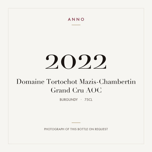 Domaine Tortochot Mazis-Chambertin Grand Cru 2022 AOC 0,75l from Burgundy — ANNO vintage card; photograph of the actual bottle available on request