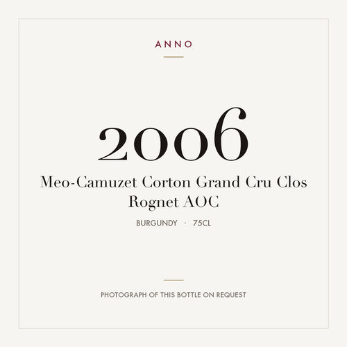 Meo-Camuzet Corton Grand Cru Clos Rognet 2006 AOC 0,75l, Borgogna — card dell'annata ANNO; foto della bottiglia reale disponibile su richiesta