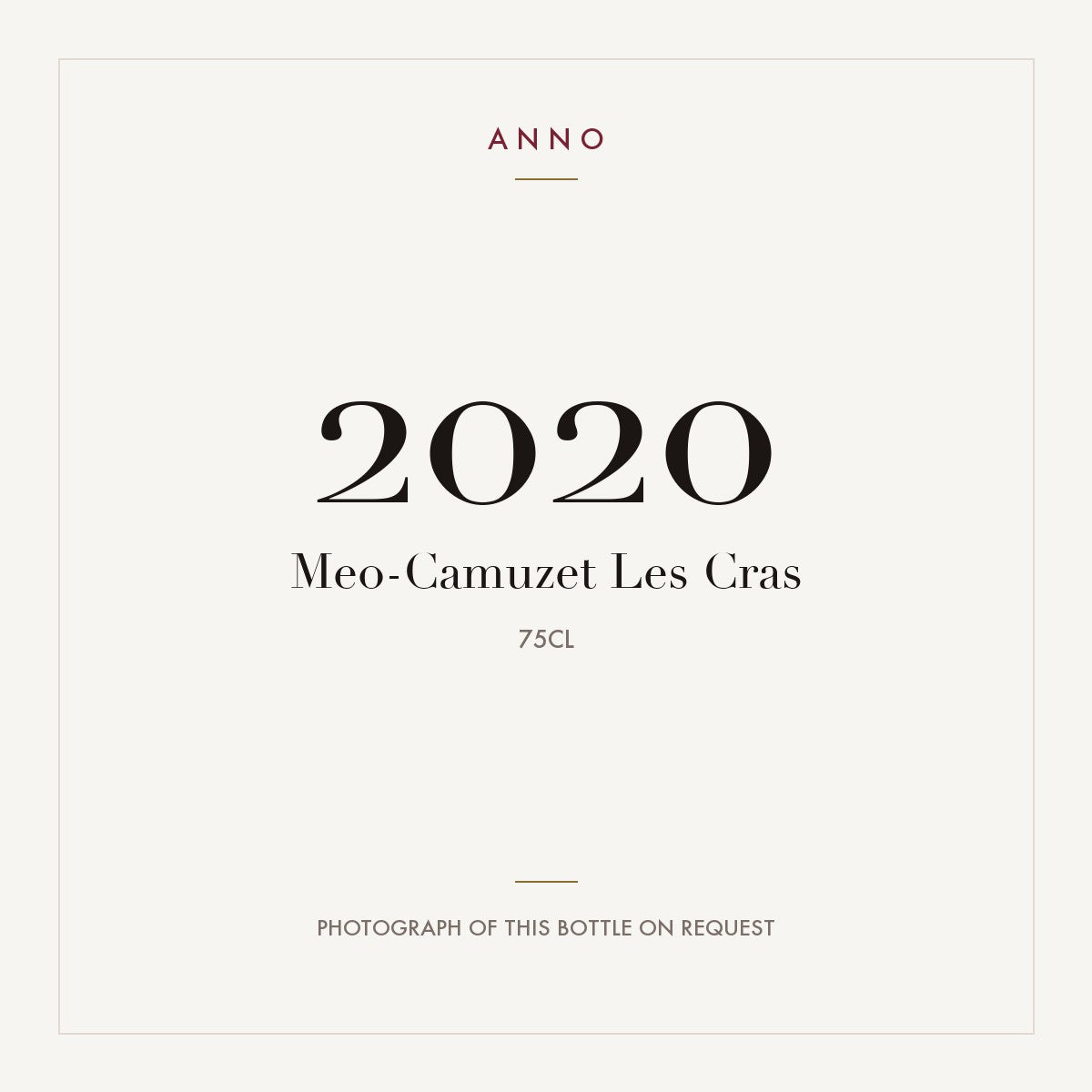 Meo-Camuzet Les Cras 2020 0,75l — ANNO 年份卡；實際酒瓶照片可應要求提供
