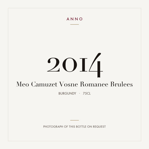 Me o-Camuzet Vosne-Romanee Premier Cru Les Brulees 2014 AOC 0,75l — ANNO-årgangskort; foto af den faktiske flaske på forespørgsel