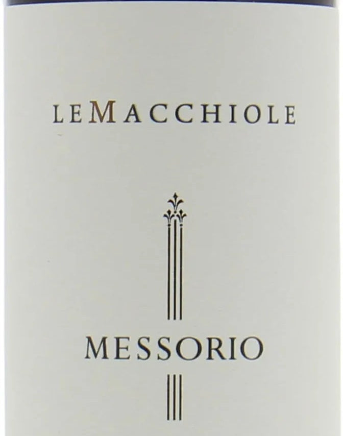 Le Macchiole Messorio Toscana IGT — wine label, illustrative image