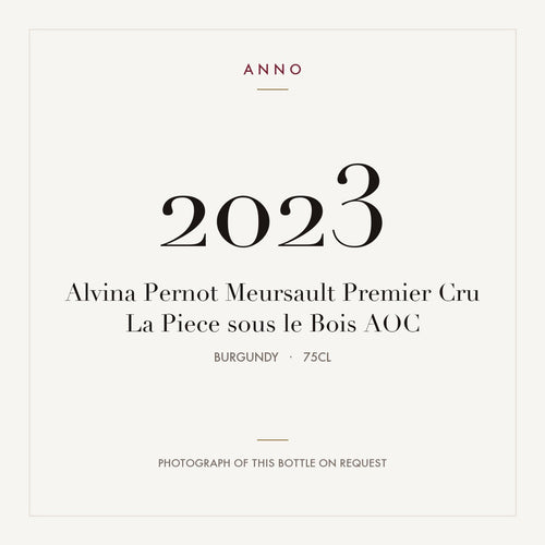 Alvina Pernot Meursault Premier Cru La Piece sous le Bois 2023 AOC 0,75l from Burgundy — ANNO vintage card; photograph of the actual bottle available on request