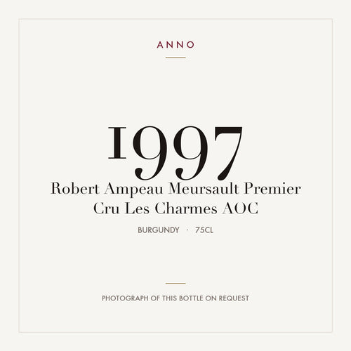 Robert Ampeau Meursault Premier Cru Les Charmes 1997 AOC 0,75l from Burgundy — ANNO vintage card; photograph of the actual bottle available on request
