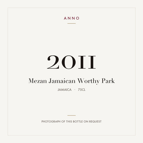 Mezan Jamaican Worthy Park 2011 0,75l from Jamaica — ANNO vintage card; photograph of the actual bottle available on request