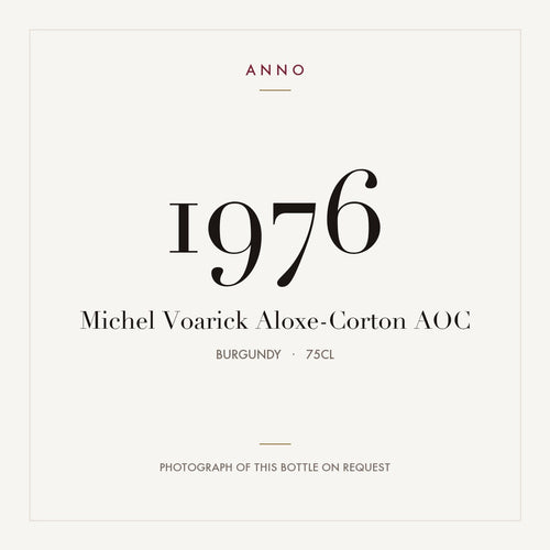 Michel Voarick Aloxe-Corton 1976 AOC 0,75l, Borgonha — cartão de colheita ANNO; fotografia da garrafa real disponível a pedido