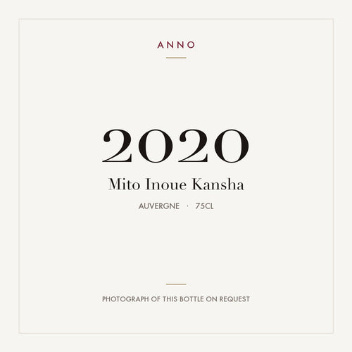 Mito Inoue Kansha 2020 0,75l, Auvergne — ANNO-årgangskort; foto af den faktiske flaske på forespørgsel