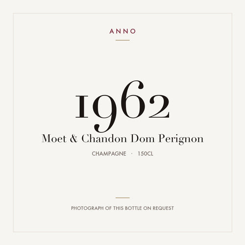 Moet & Chandon Dom Perignon 1962 1,5l — ANNO-årgangskort; foto af den faktiske flaske på forespørgsel