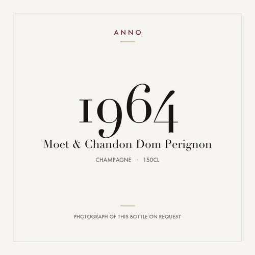 Moet & Chandon Dom Perignon 1964 1,5l — ANNO-årgangskort; foto af den faktiske flaske på forespørgsel