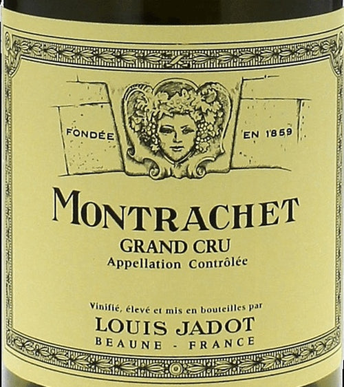 Louis Jadot Montrachet Grand Cru AOC — wine label, illustrative image