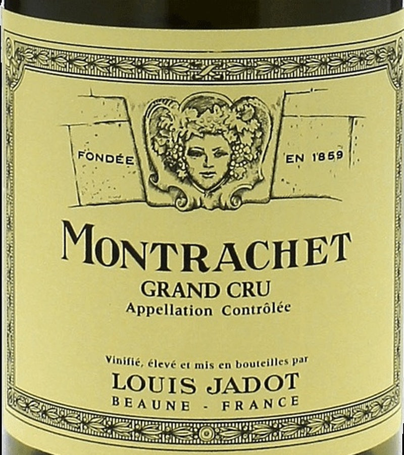 Louis Jadot Montrachet Grand Cru AOC — wine label, illustrative image