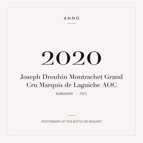 Joseph Drouhin Montrachet Grand Cru Marquis de Laguiche 2020 AOC 0,75l from Burgundy — ANNO vintage card; photograph of the actual bottle available on request