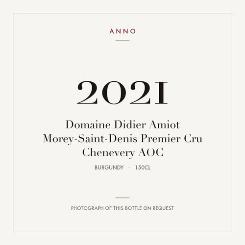 Domaine Didier Amiot Morey-Saint-Denis Premier Cru Chenevery 2021 AOC 1,5l, Burgund — ANNO-Jahrgangskarte; Foto der tatsächlichen Flasche auf Anfrage