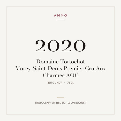 Domaine Tortochot Morey-Saint-Denis Premier Cru Aux Charmes 2020 AOC 0,75l from Burgundy — ANNO vintage card; photograph of the actual bottle available on request