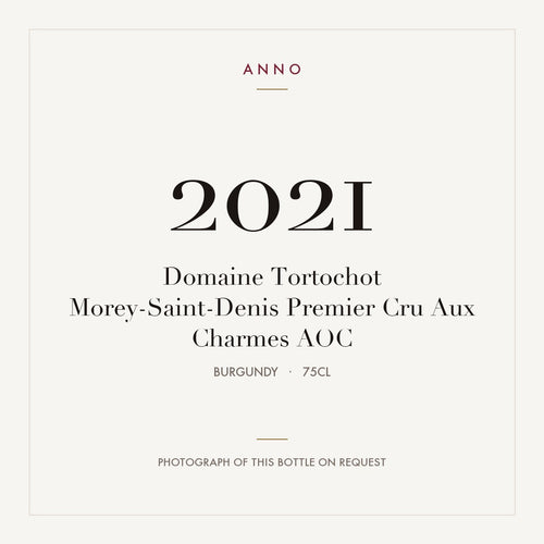 Domaine Tortochot Morey-Saint-Denis Premier Cru Aux Charmes 2021 AOC 0,75l from Burgundy — ANNO vintage card; photograph of the actual bottle available on request