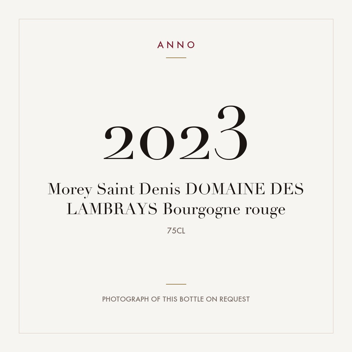 Domaine des Lambrays Morey-Saint-Denis 2023 AOC 0,75l — ANNO vintage card; photograph of the actual bottle available on request