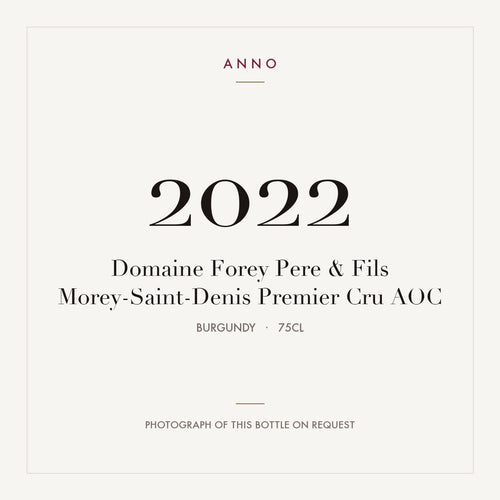 Domaine Forey Pere & Fils Morey-Saint-Denis Premier Cru 2022 AOC 0,75l from Burgundy — ANNO vintage card; photograph of the actual bottle available on request