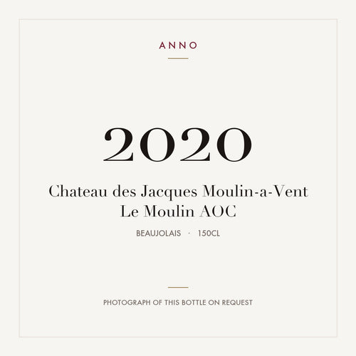 Chateau des Jacques Moulin-a-Vent Le Moulin 2020 AOC 1,5l from Beaujolais — ANNO vintage card; photograph of the actual bottle available on request
