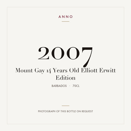 Mount Gay 14 Years Old Elliott Erwitt Edition 2007 0,7l from Barbados — ANNO vintage card; photograph of the actual bottle available on request