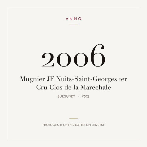 Mugnier JF Nuits-Saint-Georges 1er Cru Clos de la Marechale 2006 0,75l from Burgundy — ANNO vintage card; photograph of the actual bottle available on request