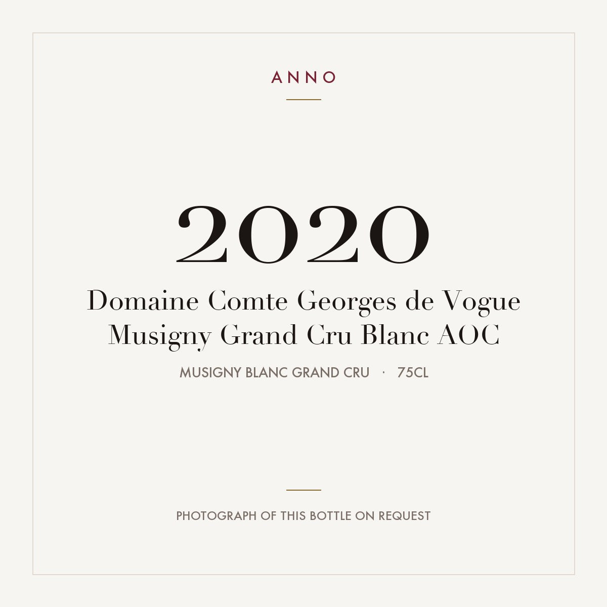 Domaine Comte Georges de Vogue Musigny Grand Cru Blanc 2020 AOC 0,75l from Musigny Blanc Grand Cru — ANNO-årgangskort; foto af den faktiske flaske på forespørgsel