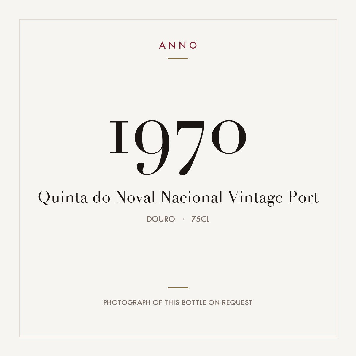 Quinta do Noval Nacional Vintage Port 1970 0,75l from Douro — ANNO vintage card; photograph of the actual bottle available on request