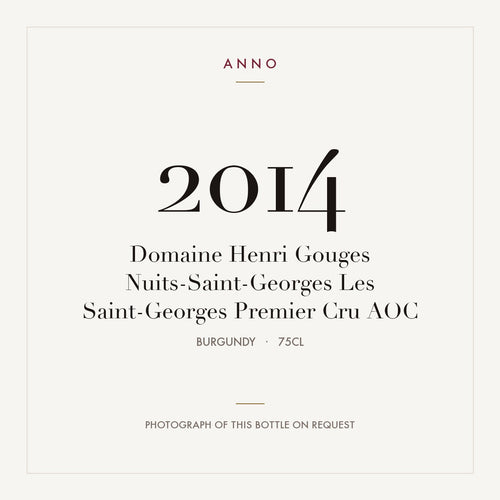 Domaine Henri Gouges Nuits-Saint-Georges Premier Cru Les Saint-Georges 2014 AOC 0,75l — ANNO vintage card; photograph of the actual bottle available on request