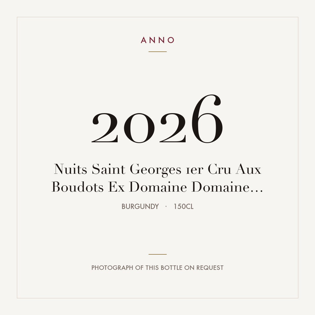 Domaine Grivot Nuits-Saint-Georges Premier Cru Aux Boudots 2009 AOC 1,5l — ANNO vintage card; photograph of the actual bottle available on request