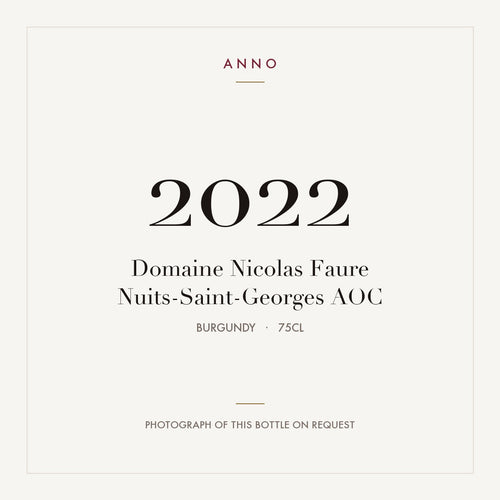 Domaine Nicolas Faure Nuits-Saint-Georges 2022 AOC 0,75l from Burgundy — ANNO vintage card; photograph of the actual bottle available on request