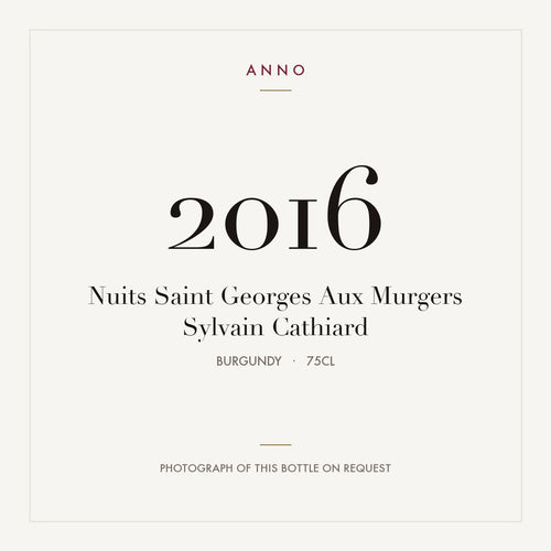 Sylvain Cathiard Nuits-Saint-Georges Aux Murgers 2016 AOC 0,75l — ANNO-årgangskort; foto af den faktiske flaske på forespørgsel