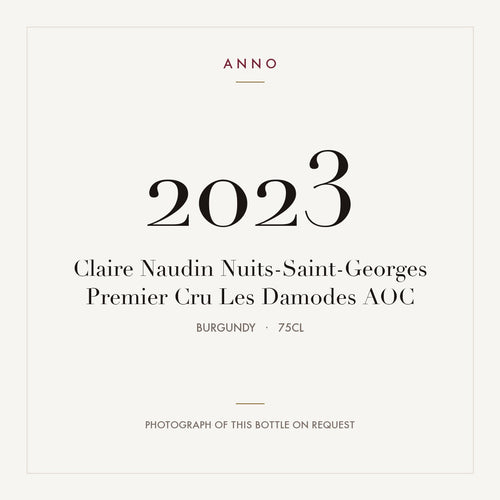 Claire Naudin Nuits-Saint-Georges Premier Cru Les Damodes 2023 AOC 0,75l from Burgundy — ANNO vintage card; photograph of the actual bottle available on request