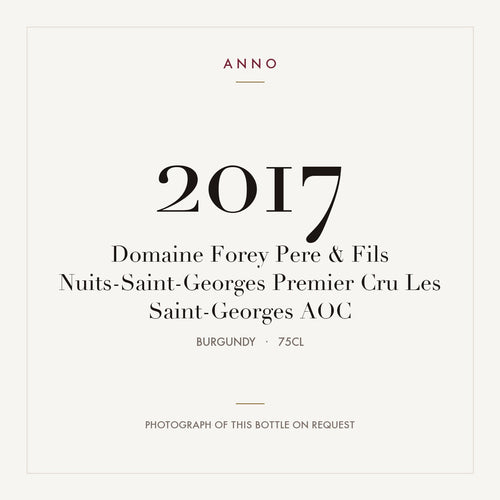Domaine Forey Pere & Fils Nuits-Saint-Georges Premier Cru Les Saint-Georges 2017 AOC 0,75l from Burgundy — ANNO vintage card; photograph of the actual bottle available on request