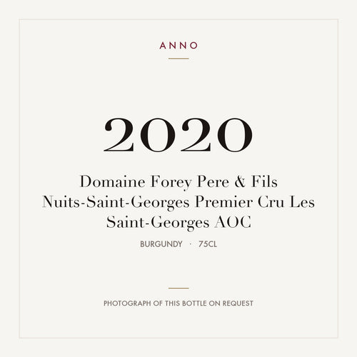 Domaine Forey Pere & Fils Nuits-Saint-Georges Premier Cru Les Saint-Georges 2020 AOC 0,75l from Burgundy — ANNO vintage card; photograph of the actual bottle available on request
